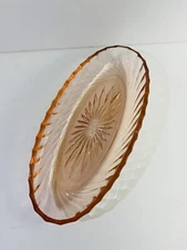Depression Glass Relish Tray Marigold Orange 8” inches 1920s - 1930s Jeannette