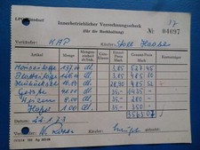 DDR-Ersatzgeld LPG Hinsdorf, Sachsen Anhalt, innerbetr. Verrechnungsscheck