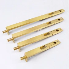 2x Solid Brass Door Bolts Lever Action Flush Slide Bolt Latch Lock 6'' to 12''