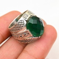 Green Emerild Men's Ring 925 Sterling Silver Handmade-Statement All Size BJ332