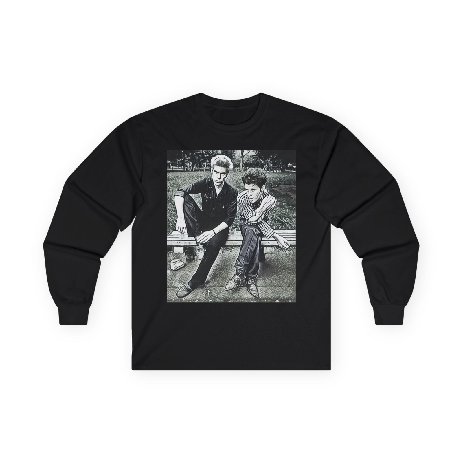 Tom Waits Jim Jarmusch Art Graphic Print Tee Shirt Long Sleeve Crewneck Pullover