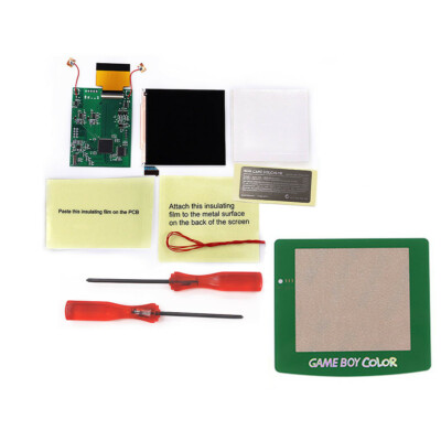 Green Glowing Lens OSD Version IPS Backlight LCD Mod Kit  w/Multi Shell For GBC