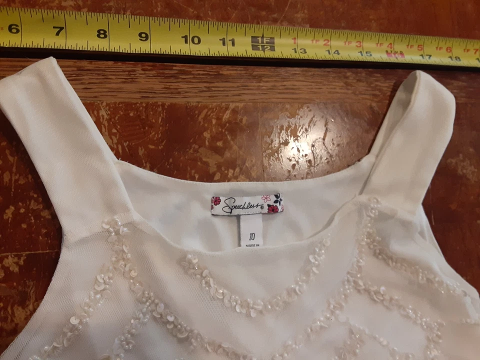 Vestido halter sin mangas de encaje blanco sin palabras para niña talla 10 #S9 Foto 2 de 3