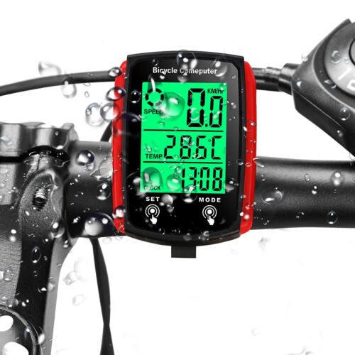 Wired Speedometer Bike LCD Computer Speed Odometer English Waterproof Backlit - Picture 1 of 16