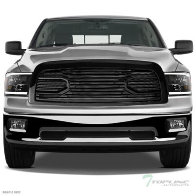 TLAPS For 2013-2018 Ram 1500 Blk LED Strip Bar Headlights Amber+Big Horn Grille