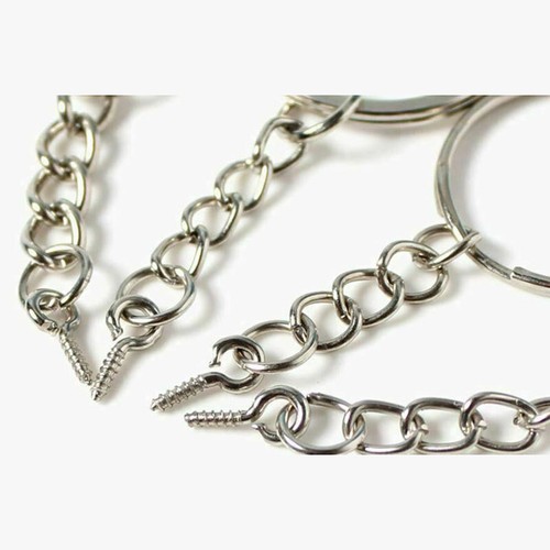10-50PC 25mm Keyring Key Ring Split Jump Ring & Chain Screw Eye Screw Bail Chain - Picture 4 of 8
