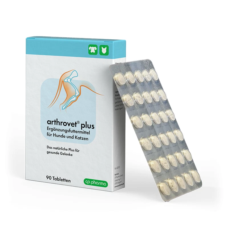 CP-PHARMA Arthrovet plus 90 Tabletten mit Grünlippmuschel Teufelskralle Hund Katze Gelenke