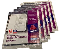 Avery Ready-Index Classic 12 Tab Table of Contents Dividers (5 count) - New!
