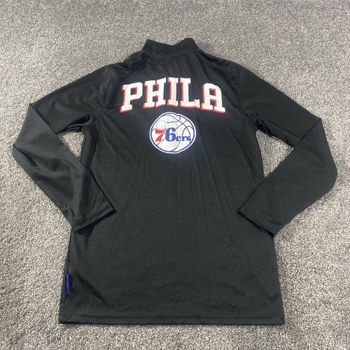 Philadelphia 76ers 1/4 Zip Black Pullover Long Sleeve Shirt Sz S - Picture 8 of 11