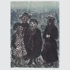 Willem Grimm: Nebliges Neujahr 1983. Farbholzschnitt