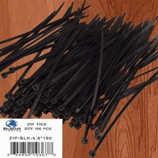 BLACK 100 PCS Pack 7" inch Network Cable Wire Tie Strap Cord 50 Lb Zip Nylon USA