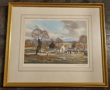 Michael Barnfather - Large Framed Signed Print - Countryside Farm Birds Trees