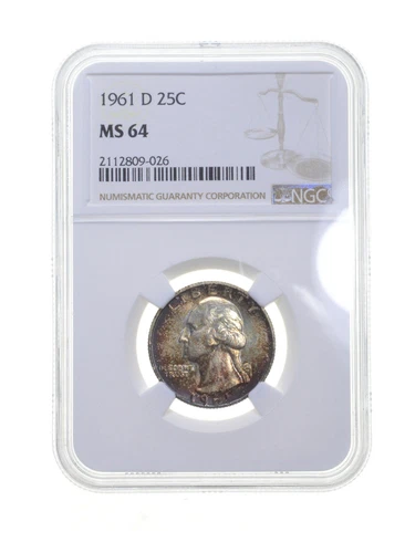 MS64 1961-D Washington Quarter - Graded NGC Toned *4267