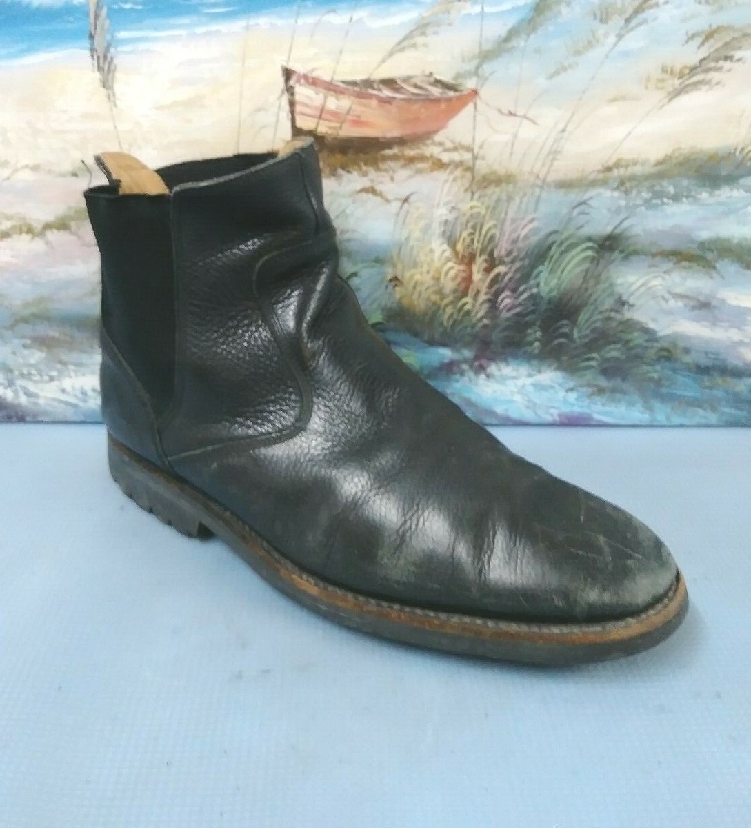 Joseph Abboud Mens Black Ankle Boots Leather Chukka boot sz  display picture 2