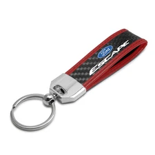 iPick Image Ford Escape Real Carbon Fiber Strap Key Chain with Red stitching