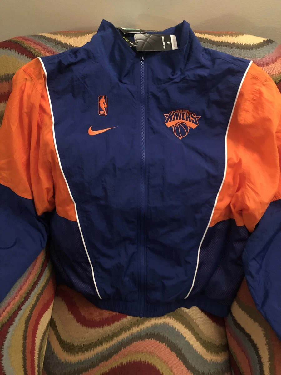 Nike New York Knicks Windbreaker NBA Jacket Blue Orange Retro NWT