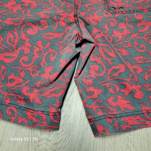 Converse All Star Board Shorts Pull-On Front Tie Red Gray Floral Size 34 - Picture 5 of 10