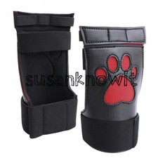 Gloves Leather Handcuffs Puppy Play Dog Slaver Hand Wrist Restraints Cuffs