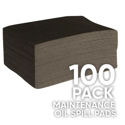 R&C COMPONENTS LTD 100 Pack Grey Maintenance Absorbent Spill Pads Heavy-Duty Universal Oil & Water