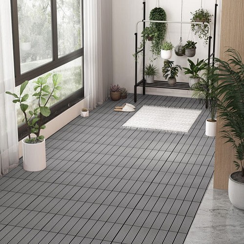12 x 12 Inch 18 Piece All Weather Interlocking Deck Tiles for Splicing Area-Gray - 第 2/10 張圖片