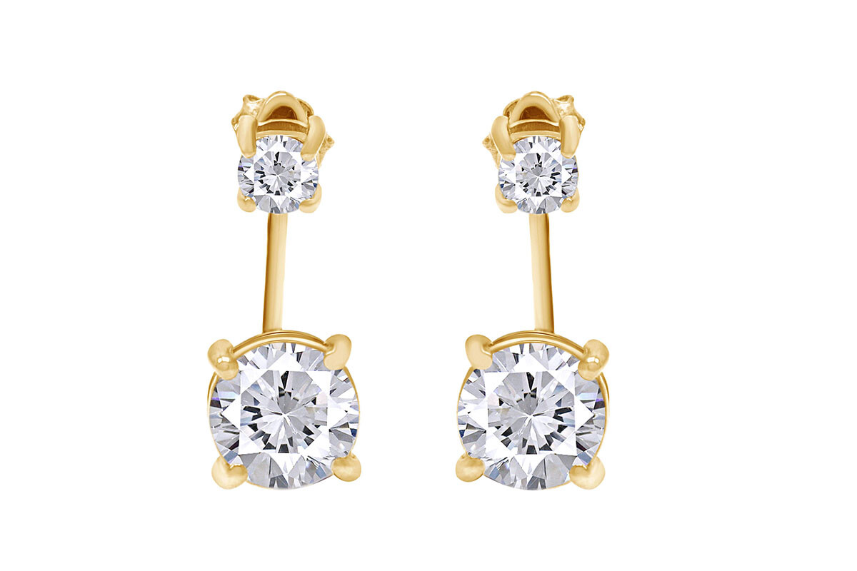 Stud Earrings Ear Cuff Drop Simulated Diamond 14k Yellow Gold Plated 925 Silver-image