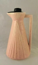 California Pottery Mid Century Pink & Black Pitcher Art Deco 11" Tall With Lid