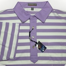 NEW Peter Millar Summer Comfort Polo Shirt Mens XL Lavender Striped Golf Casual