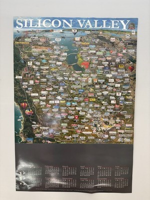 20th Anniversary 1989 - 2009 Silicon Valley Pictorial Map Poster - 38'' x 26''