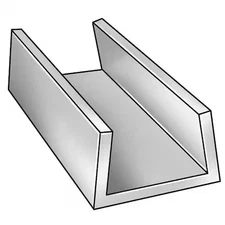 U-Channel, Al 6063, 2 In Leg, 5 In X 8 Ft,  63Ch.188X2x5-96