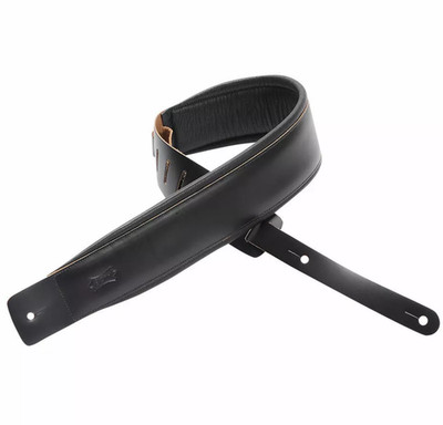Levys DM1PD 3'' Top Grain Larsen Leder Deluxe gepolsterter Gitarrengurt, schwarz
