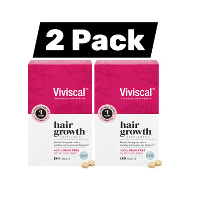 2 Pack Viviscal Hair Growth Dietary Supplement Including Collagen 180 Tablets