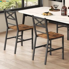 Dining Chair Set of 2, Rustic Wooden Kitchen Chairs with Backrest Farmhouse US..