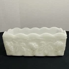 Vintage MCM Fire King Planter Napkin Holder Grape Leaf Milk Glass