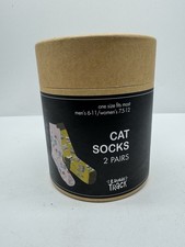 CAT SOCKS LAUGH TRACK Unisex Novelty One Size 2 Pair Stretch Cotton COMBINESHIP