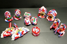 Vtg Hand Crafted Plastic Canvas/Needlepoint Ornaments - 12 Total
