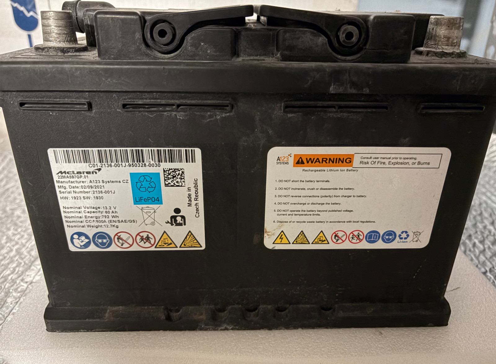 Repair Service For 2016-2022 McLaren Gen3 LiFeP04 Lithium Battery 650S 22MA597GP