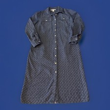 Michael Kors  DresseLong Sleeve Blue Denim Diamond Pattern Size S, Urban Chic