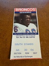 1984 Denver Broncos Seattle Seahawks Football Ticket Dave Krieg 406 yds 3 TDs