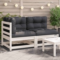 Gartensofa Mit Kissen 2-Sitzer Weiß Massivholz Kiefer