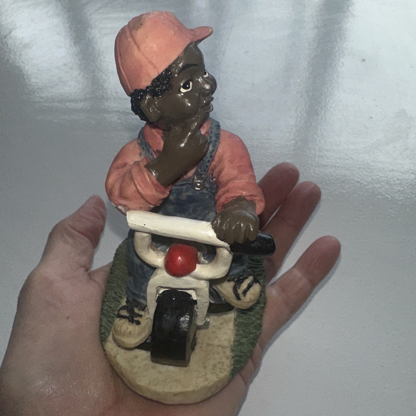 Vintage 1994 Young's Inc. African American Boy Riding a Tricycle Figurine 