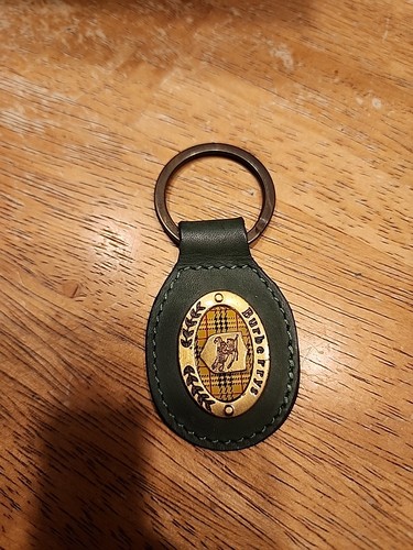 vintage Burberry leather key holder classic nova check pattern equestrian logo.