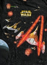 Vintage Star Wars Episode 1 T-Shirt Battle Ships Rare vivid -COLORS both sides
