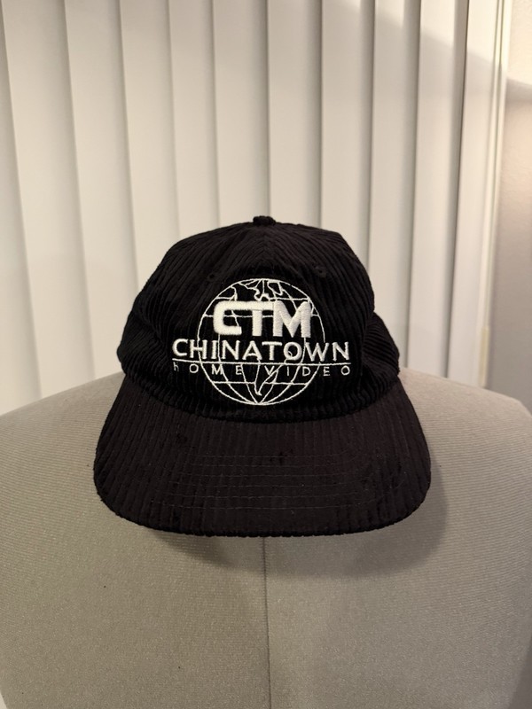 Chinatown Market Black Corduroy Cotton CTM Home Video Hook & Loop Cap Hat NWOT
