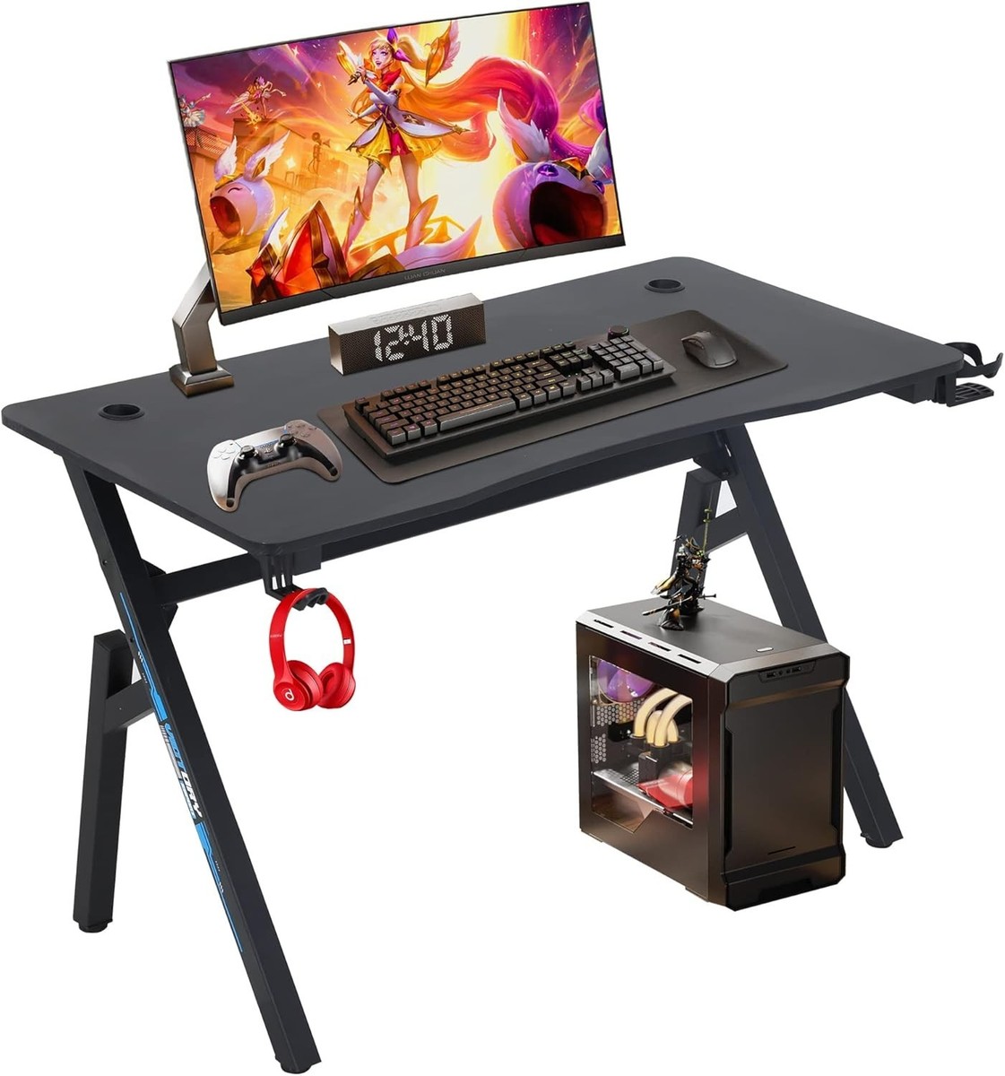 Dowinx Escritorio Para Juegos Con Luces LED, Mesa De Computadora RGB Para Juegos Con Superficie De Fibra De Carbono Escritorio Led De Oficina En Dowinx Escritorio Para Juegos Con Luces LED, Mesa De Computadora RGB Para Juegos Con Superficie De Fibra De Carbono Escritorio Led De Oficina En