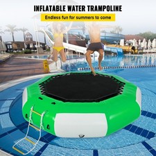New Inflatable Water Trampoline, 10ft Recreational Water Bouncer with Escalato