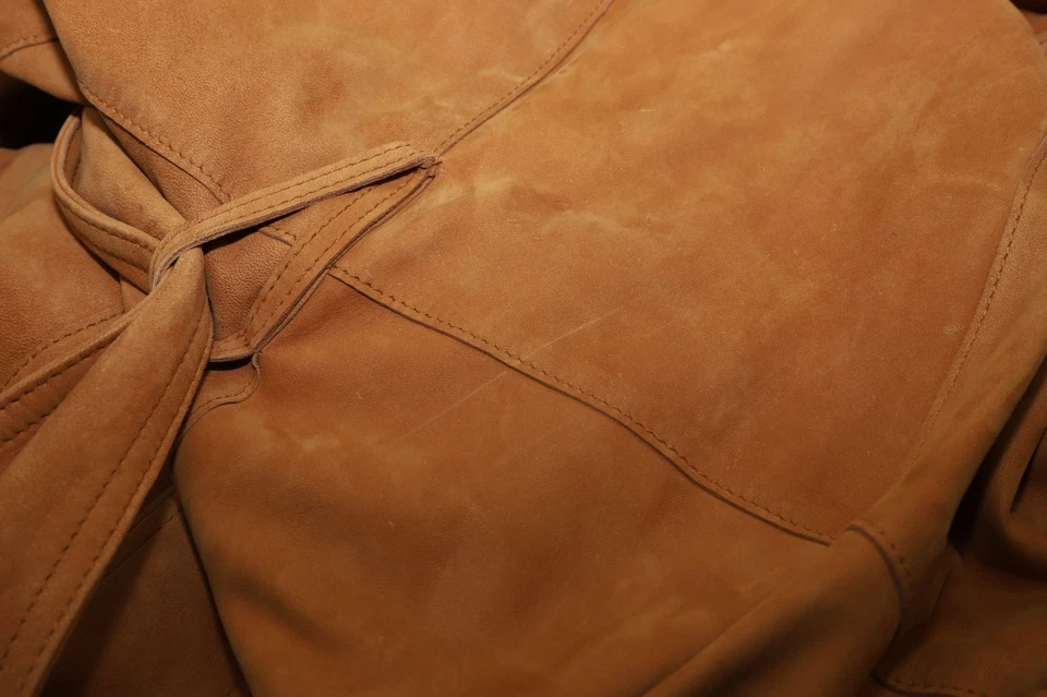 Vince Classic Trench Coat in Brown Lamb Leather - Image 2 of 4