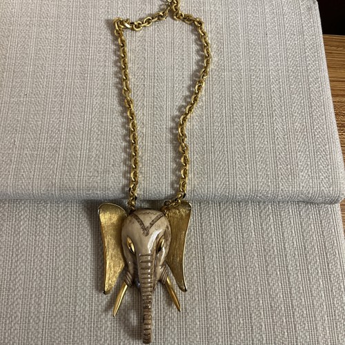 MASSIVE 1960's Vintage Elephant Head Pendant Necklace. Amazing , Fantastic!!!