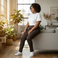 Andrew Marc Brown Faux Suede Leggings Size Medium Classic Front Seam Ankle Pant