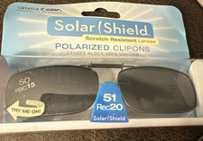 Solar Shield Polarized Clip-on Black Sunglasses 50 Rec 15 Gray Lenses wrong box
