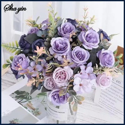 Home Decor Roses Autumn Artificial Flowers Silk Peony Hydrangea Big Bride